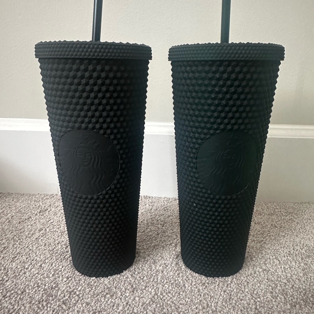2 Set if Starbucks Black and Green Textured Tumbler